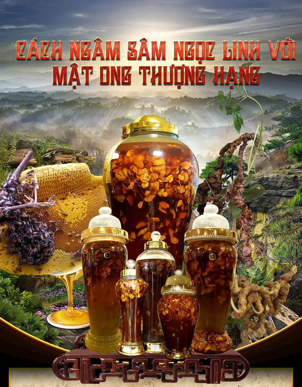 Cách ngâm sâm ngọc linh với mật ong thượng hạng